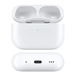AirPods Pro 2 — vistas frontal e inferior oficiais do estojo USB-C
