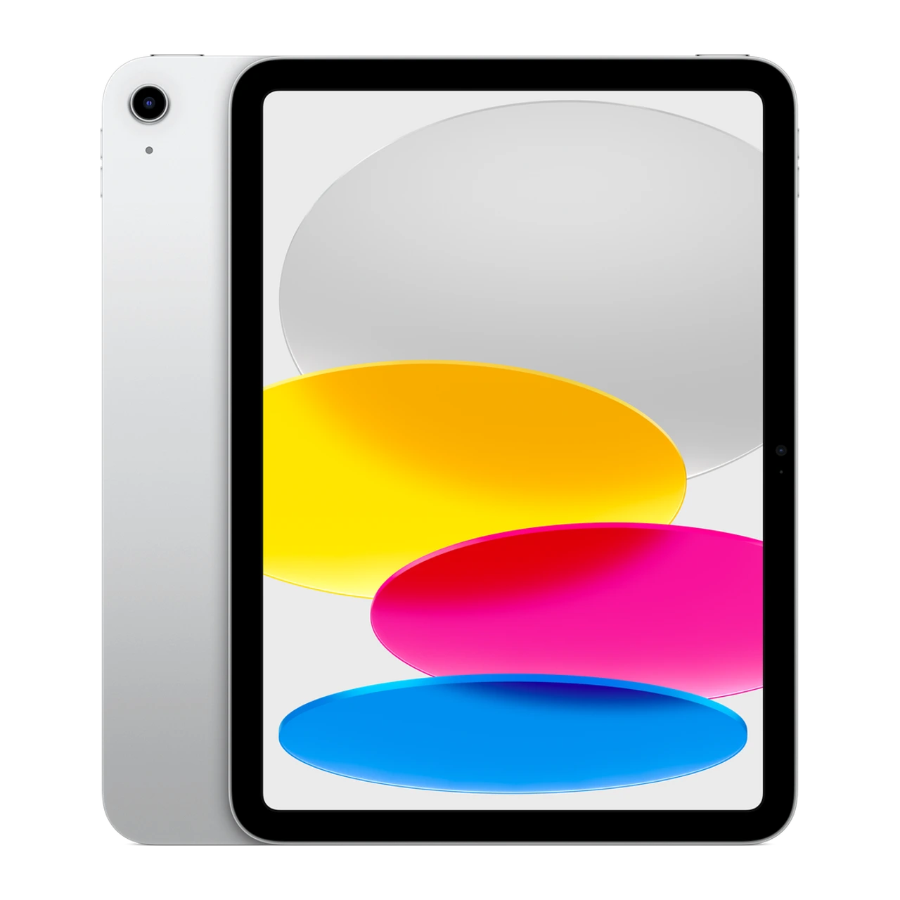 iPad (10ª geração) — composição frontal e traseira oficial em prata