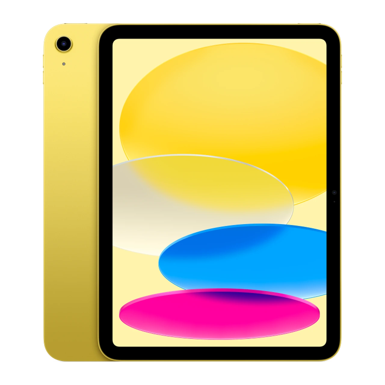 iPad 11 (A16) — composição frontal e traseira oficial em amarelo