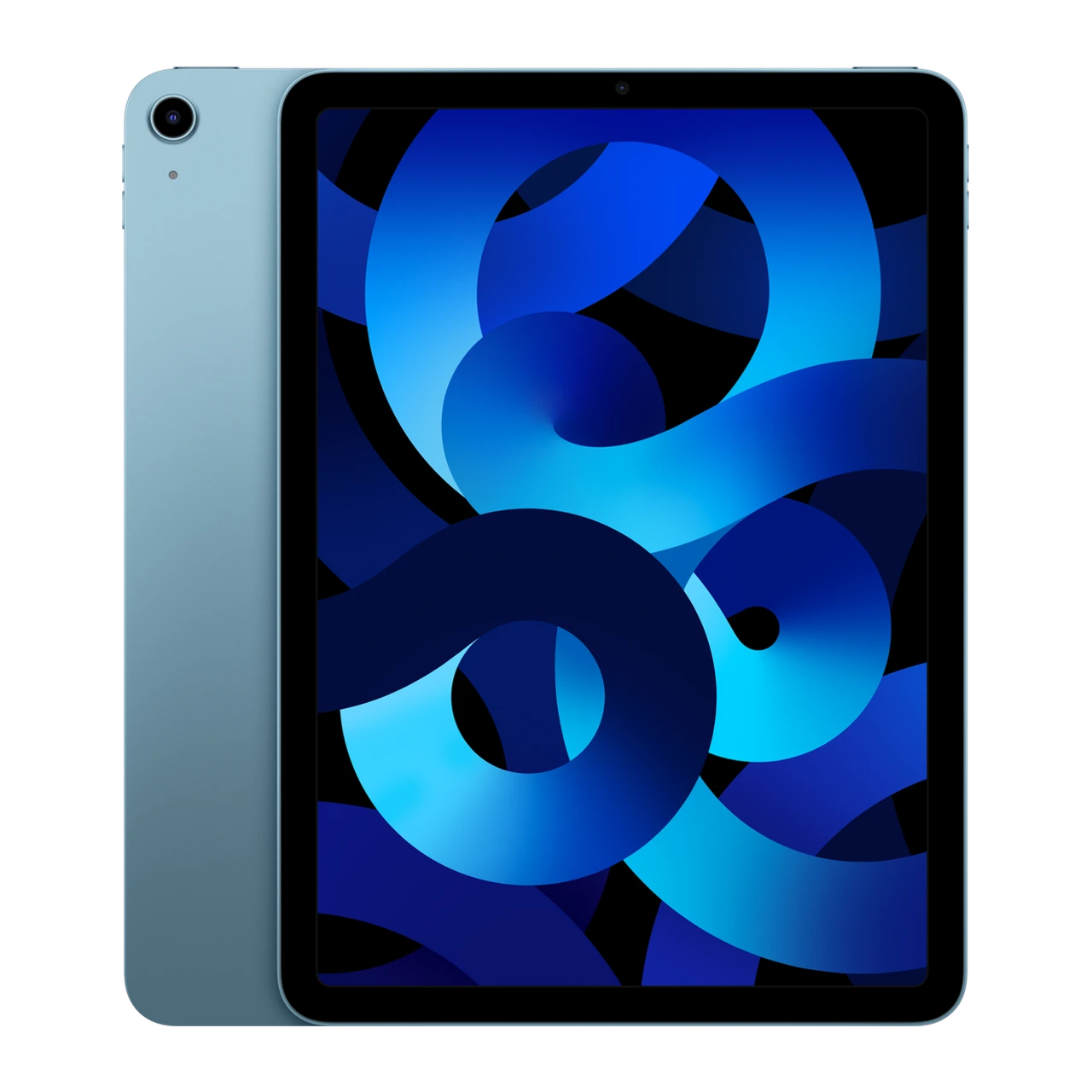 iPad Air (5ª geração, M1) — composição frontal e traseira oficial em azul