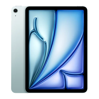 iPad Air de 11 polegadas (M3) — composição frontal e traseira oficial em azul