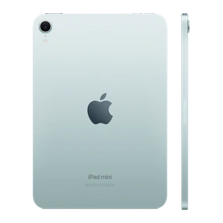iPad mini (A17 Pro) — composição traseira e lateral oficial em azul