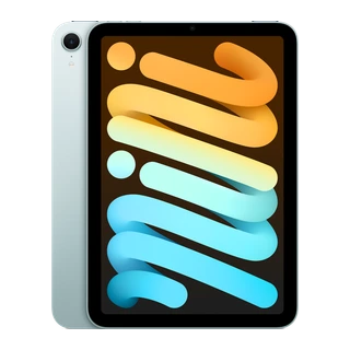 iPad mini (A17 Pro) — composição frontal e traseira oficial em azul