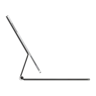 Magic Keyboard para iPad Pro de 12,9 polegadas — vista lateral aberta completa com iPad Pro de 12,9 polegadas contextual
