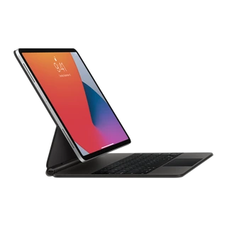 Magic Keyboard para iPad Pro de 12,9 polegadas — vista frontal angular completa com iPad Pro de 12,9 polegadas contextual