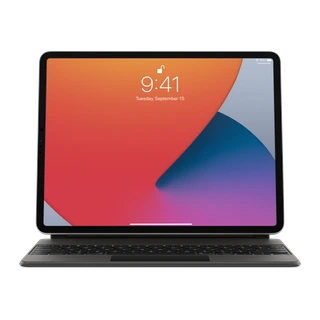 Magic Keyboard para iPad Pro de 12,9 polegadas — vista frontal aberta completa com iPad Pro de 12,9 polegadas contextual