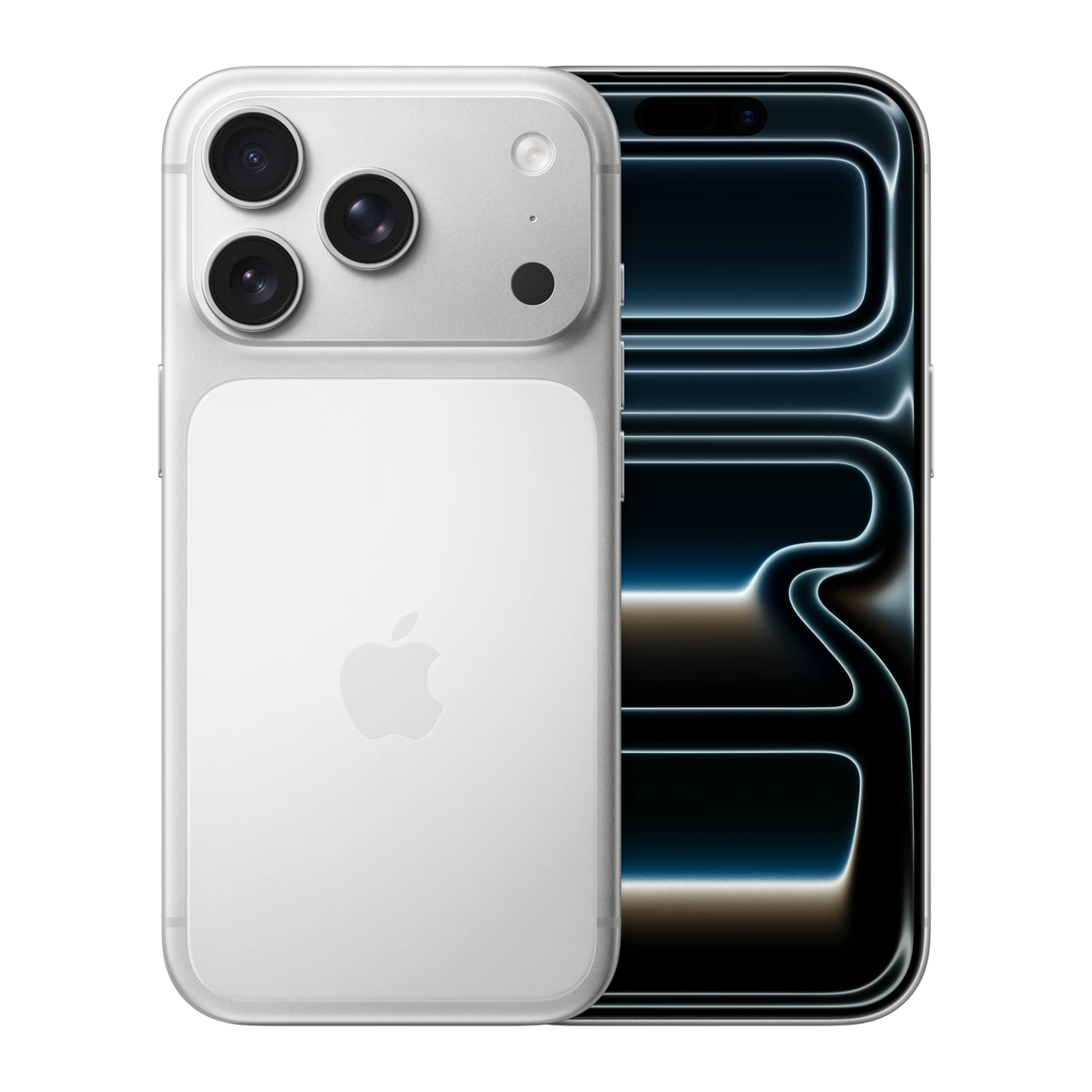 iPhone 17 Pro — composição frontal e traseira oficial em prata