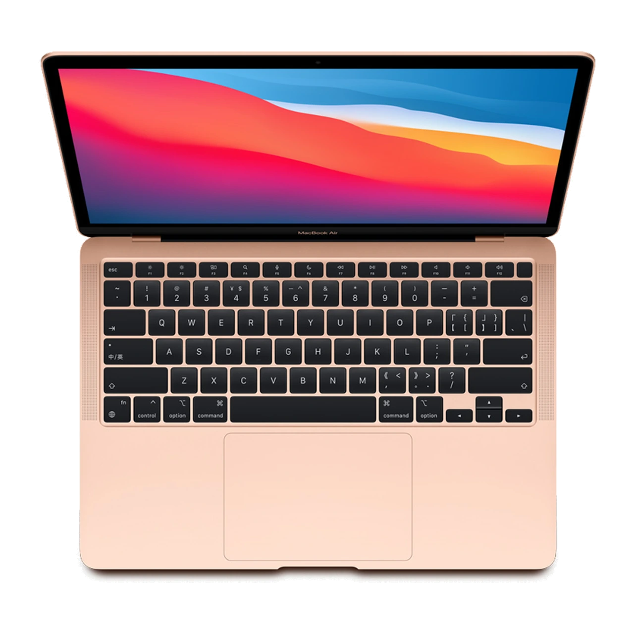 MacBook Air de 13,3 polegadas com M1 — vista frontal superior oficial